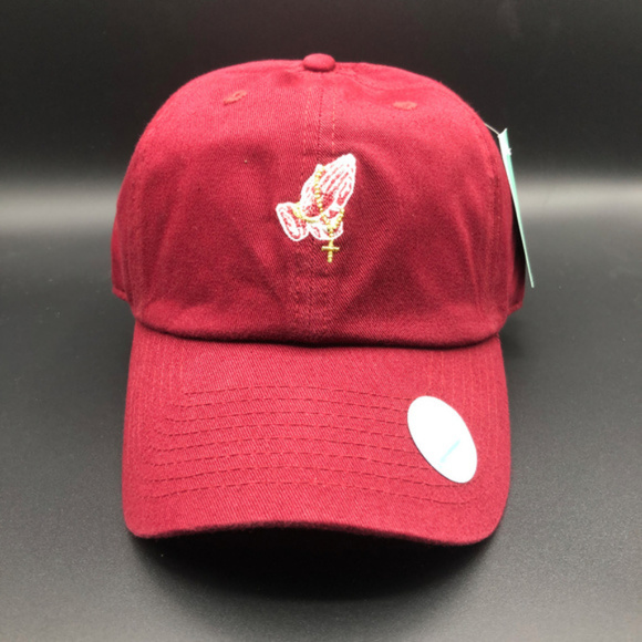 Praying Hands Dad Hat Burgandy - Picture 2 of 2